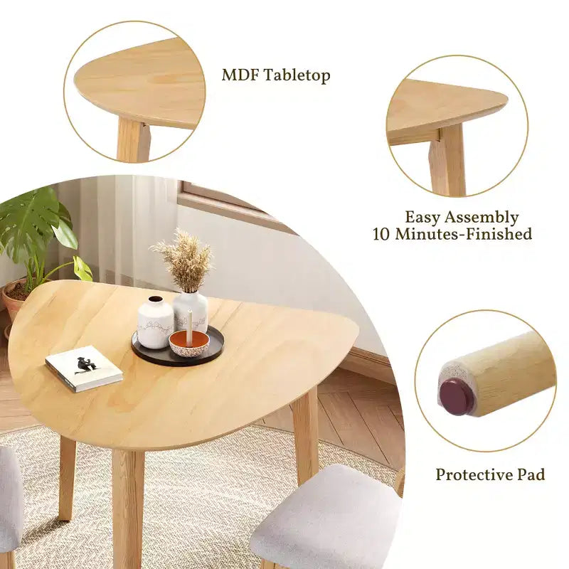 GDFStudio Delgado moderne tafelset met 3 onderdelen en 2 gebogen houten stoelen