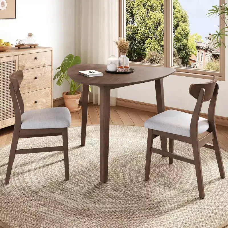 GDFStudio Delgado moderne tafelset met 3 onderdelen en 2 gebogen houten stoelen