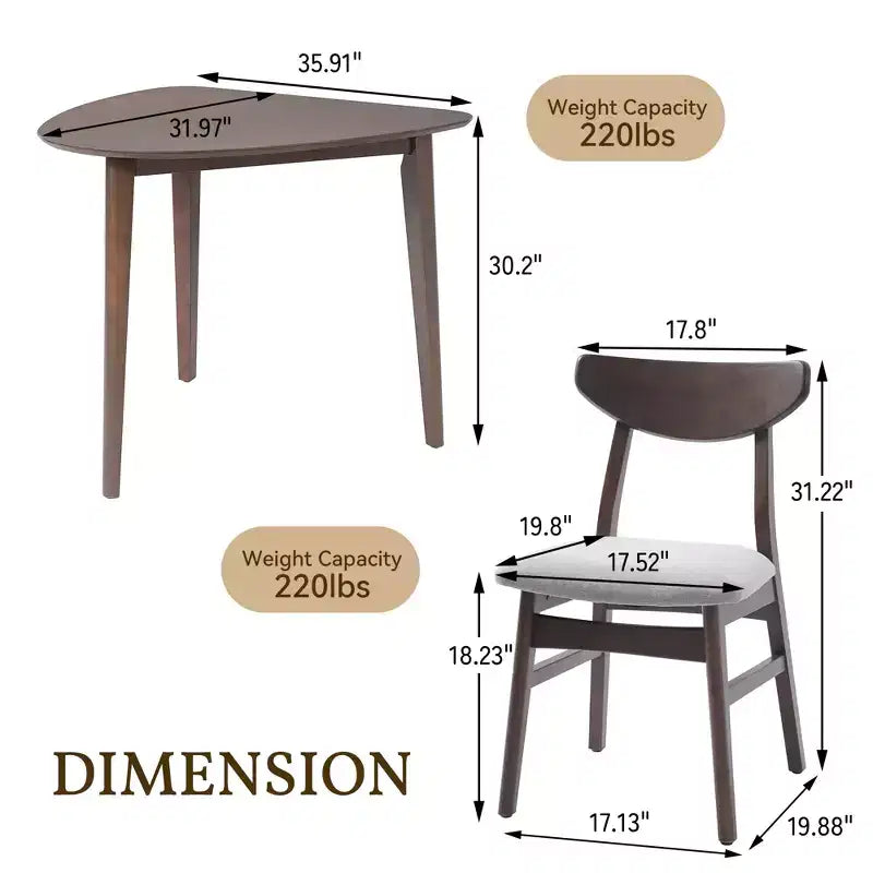 GDFStudio Delgado moderne tafelset met 3 onderdelen en 2 gebogen houten stoelen