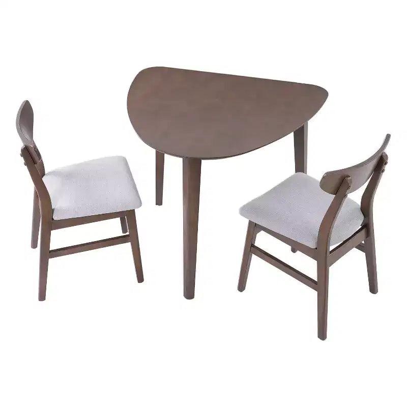 GDFStudio Delgado moderne tafelset met 3 onderdelen en 2 gebogen houten stoelen