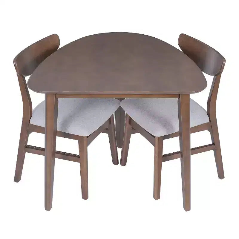 GDFStudio Delgado moderne tafelset met 3 onderdelen en 2 gebogen houten stoelen