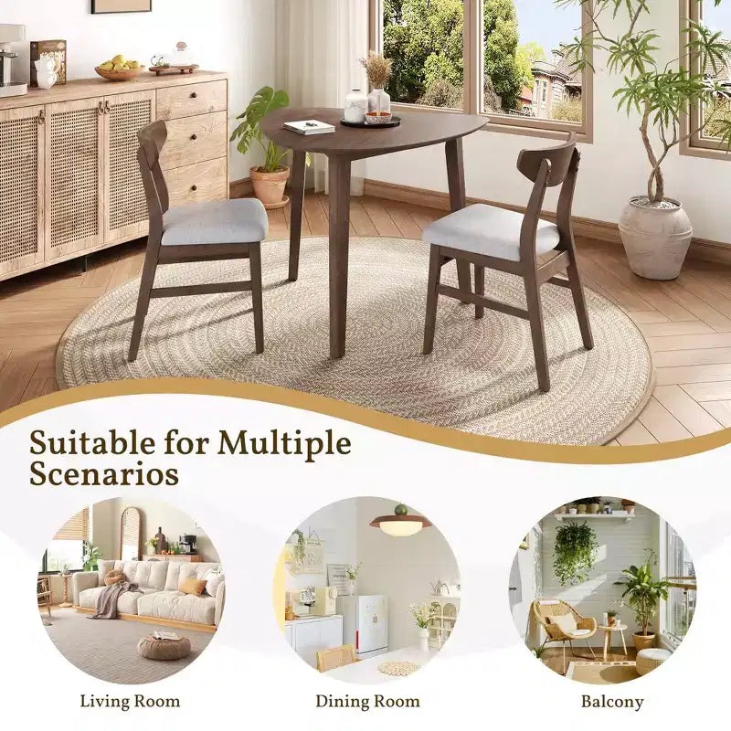 GDFStudio Delgado moderne tafelset met 3 onderdelen en 2 gebogen houten stoelen