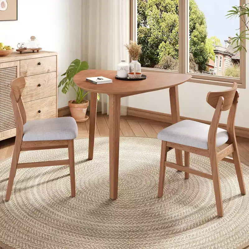 GDFStudio Delgado moderne tafelset met 3 onderdelen en 2 gebogen houten stoelen
