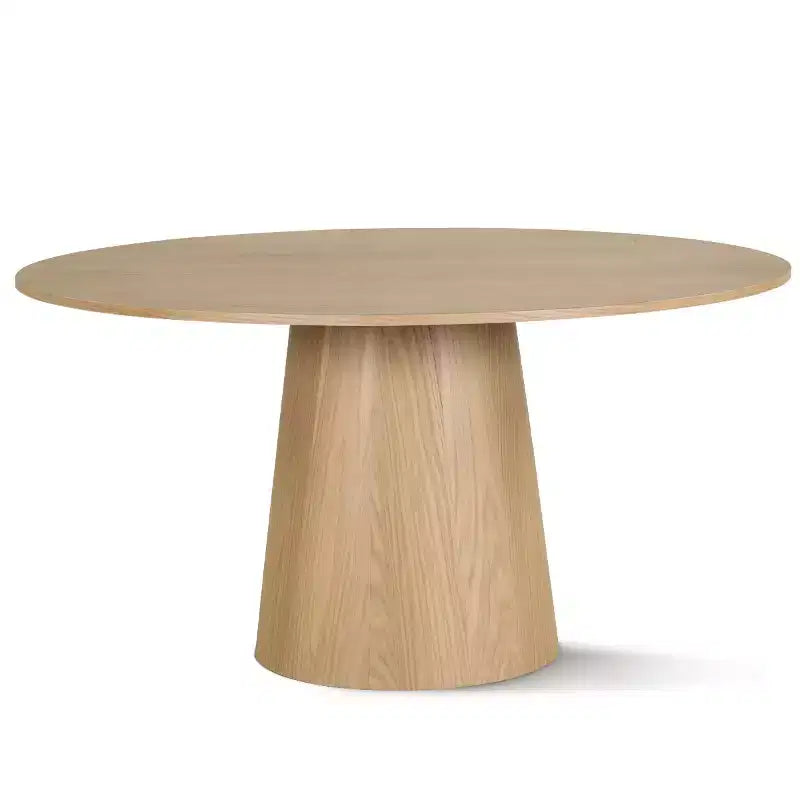Modernes Esszimmer-Set für 6 Personen, runder Esstisch mit Säulenfuß, drehbare Fassstühle mit Rollen, Chenille-Strukturstoff – Panipeachy