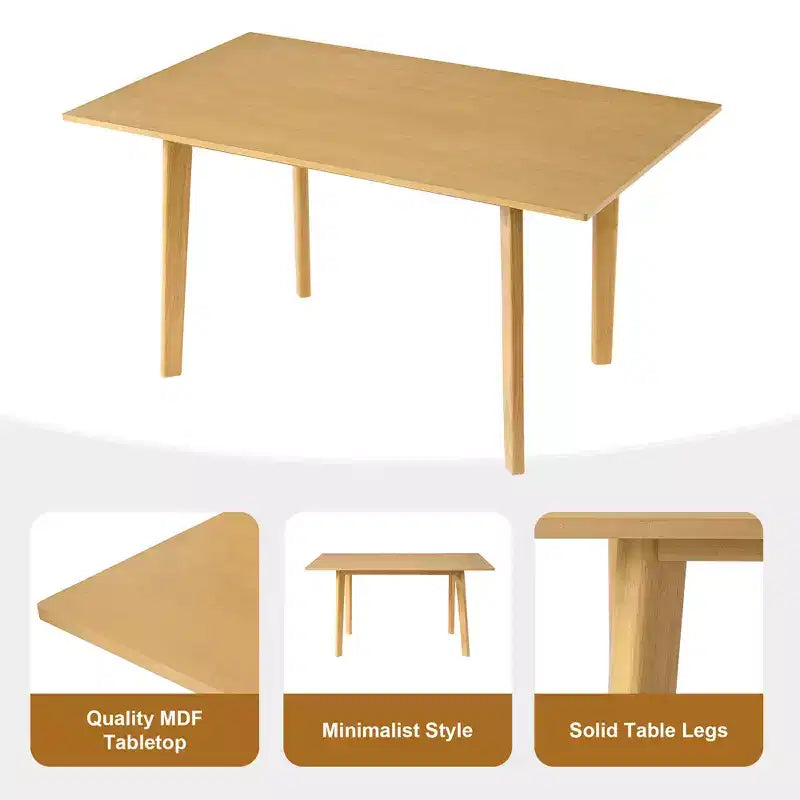 GDFStudio Crawford 5-teiliges modernes Essgruppen-Set - rechteckiger Tisch aus Massivholz und mit Leinen bezogene Stühle
