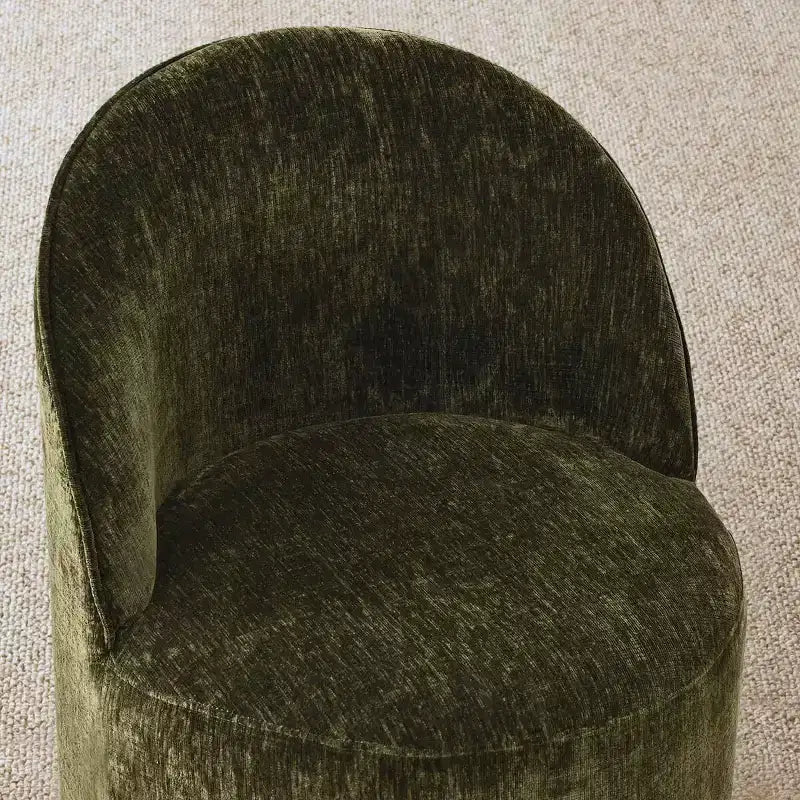 Modernes rundes Esszimmer-Set für 6 Personen, schwarzer Säulentisch, drehbare Chenille-Barrel-Stühle mit Rollen - Panipeachy