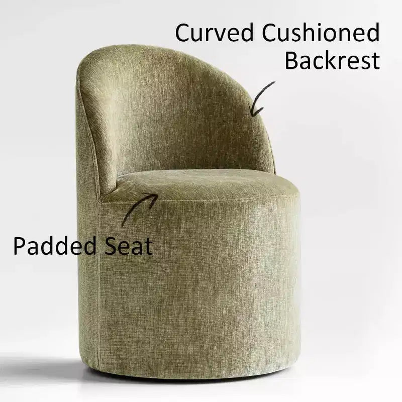 Modernes rundes Esszimmer-Set für 6 Personen, schwarzer Säulentisch, drehbare Chenille-Barrel-Stühle mit Rollen - Panipeachy