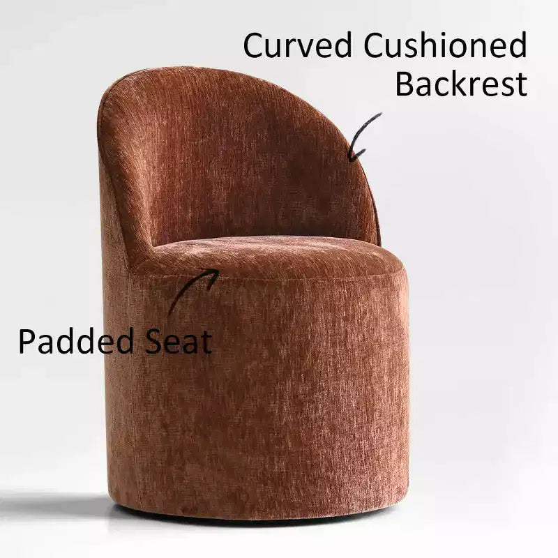 Modernes rundes Esszimmer-Set für 6 Personen, schwarzer Säulentisch, drehbare Chenille-Barrel-Stühle mit Rollen - Panipeachy