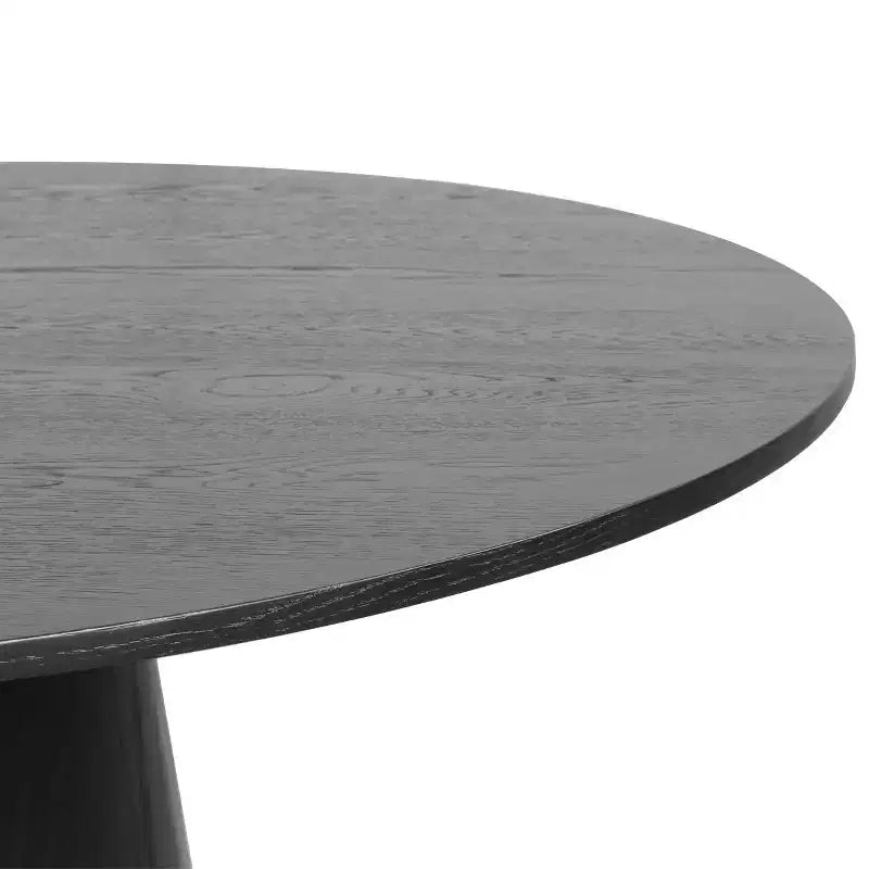 Modernes rundes Esszimmer-Set für 6 Personen, schwarzer Säulentisch, drehbare Chenille-Barrel-Stühle mit Rollen - Panipeachy