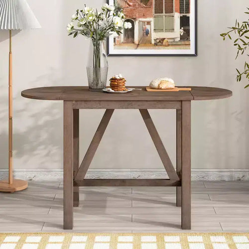 Set da pranzo pieghevole in legno da 3 pezzi, tavolo con piano ribaltabile e 2 sedie imbottite da pranzo ad altezza bancone per piccoli spazi