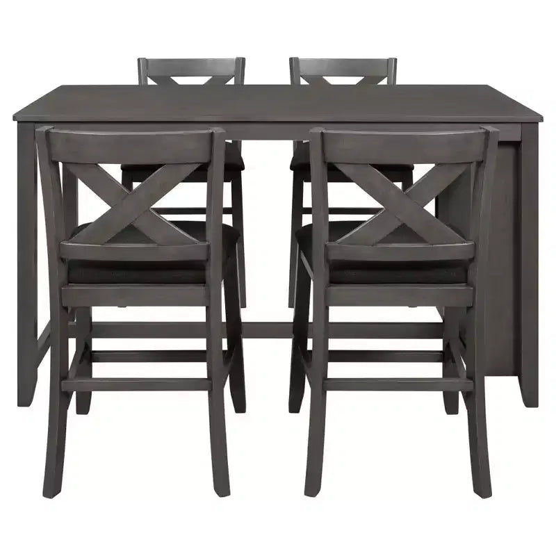 Set da pranzo da 5 pezzi per 4 persone con tavolo ad altezza bancone, set da bar rustico in legno stile fattoria con 4 sedie per la sala da pranzo