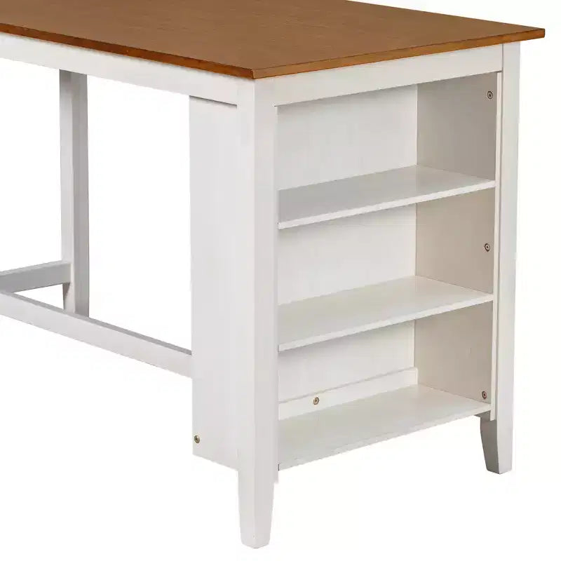 Set da pranzo da 5 pezzi per 4 persone con tavolo ad altezza bancone, set da bar rustico in legno stile fattoria con 4 sedie per la sala da pranzo
