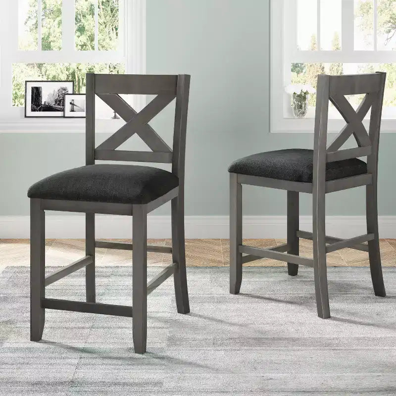 Set da pranzo da 5 pezzi per 4 persone con tavolo ad altezza bancone, set da bar rustico in legno stile fattoria con 4 sedie per la sala da pranzo