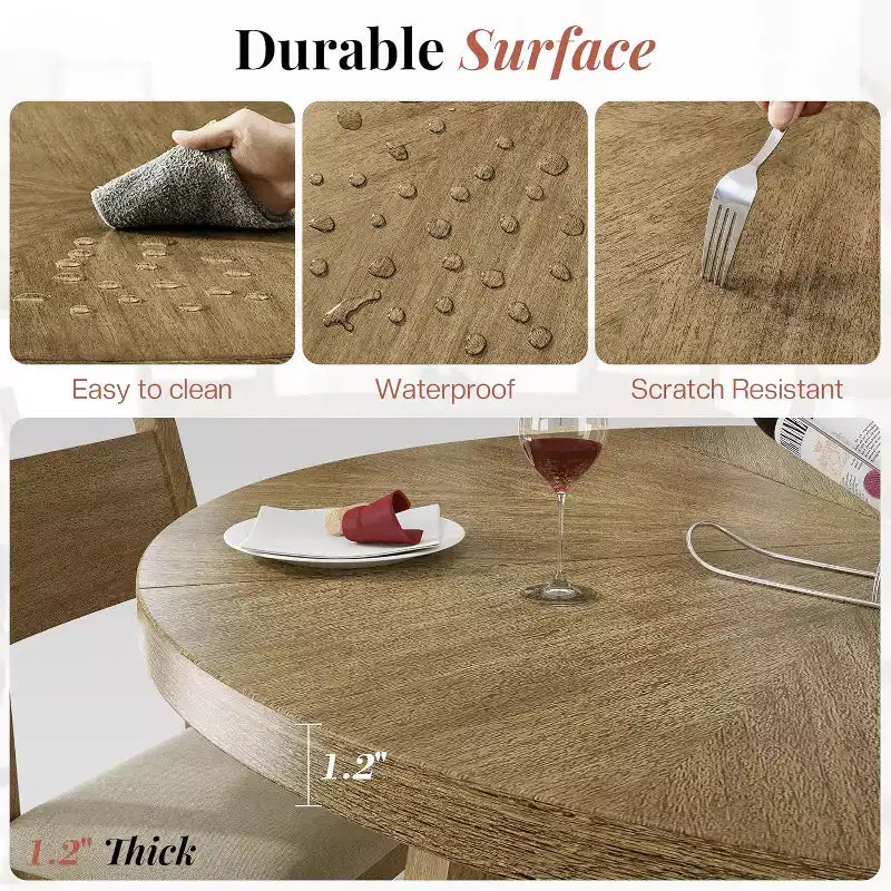 AMERLIFE Rundes Esstisch-Set aus Massivholz für 4 Personen, 5-teiliges Esszimmer-Set im Mid-Century-Stil mit gepolsterten Stühlen, platzsparendes Design, einfache Montage