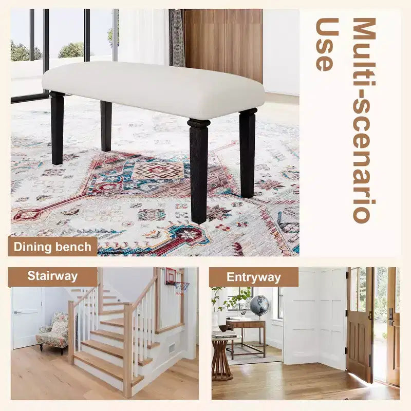 GDFStudio Griffin 6-teiliges Retro-Esszimmer-Set mit rechteckigem Holztisch und 4 Stühlen mit Sitzbank