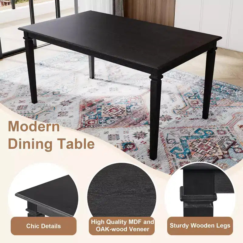 GDFStudio Griffin 6-teiliges Retro-Esszimmer-Set mit rechteckigem Holztisch und 4 Stühlen mit Sitzbank