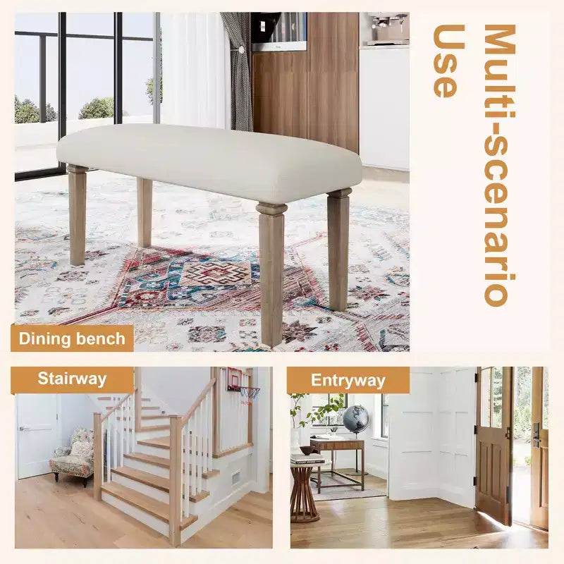 GDFStudio Griffin 6-teiliges Retro-Esszimmer-Set mit rechteckigem Holztisch und 4 Stühlen mit Sitzbank