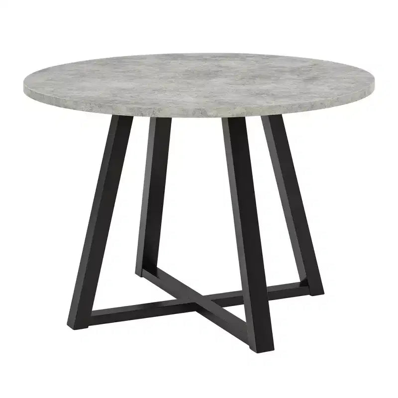 Roundhill Furniture Edo σετ τραπεζαρίας 5 τεμαχίων, στρογγυλό τραπέζι με βάση τύπου τρίποδα και 4 επενδεδυμένες καρέκλες