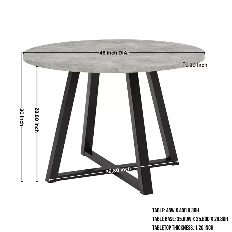 Roundhill Furniture Edo σετ τραπεζαρίας 5 τεμαχίων, στρογγυλό τραπέζι με βάση τύπου τρίποδα και 4 επενδεδυμένες καρέκλες