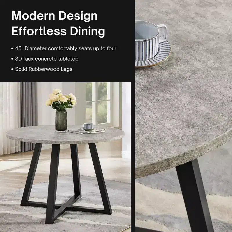 Roundhill Furniture Edo σετ τραπεζαρίας 5 τεμαχίων, στρογγυλό τραπέζι με βάση τύπου τρίποδα και 4 επενδεδυμένες καρέκλες