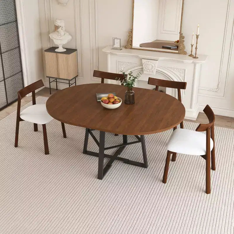 GDFStudio Raj modernes 5-teiliges ausziehbares Esszimmertisch-Set mit 4 kunstlederbezogenen Stühlen