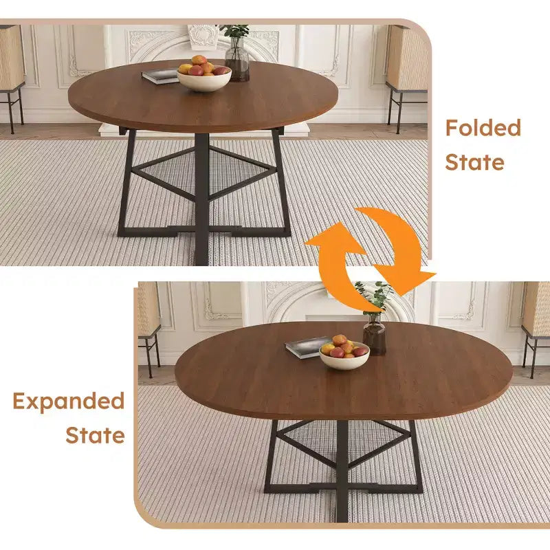 GDFStudio Raj modernes 5-teiliges ausziehbares Esszimmertisch-Set mit 4 kunstlederbezogenen Stühlen