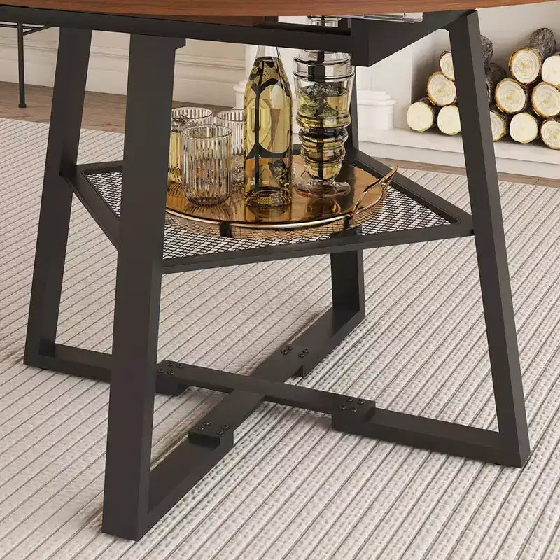 GDFStudio Raj modernes 5-teiliges ausziehbares Esszimmertisch-Set mit 4 kunstlederbezogenen Stühlen