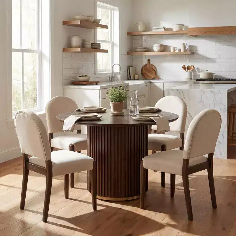 Set da pranzo moderno Sarita di Christopher Knight Home, 5 pezzi, con sedie imbottite in legno di gomma