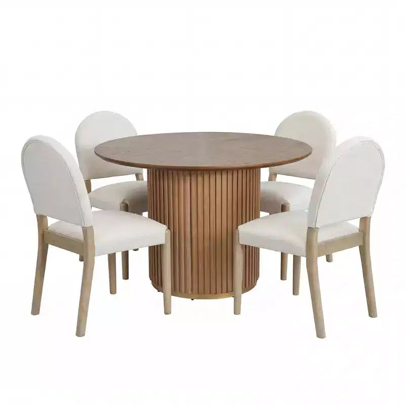 Set da pranzo moderno Sarita di Christopher Knight Home, 5 pezzi, con sedie imbottite in legno di gomma
