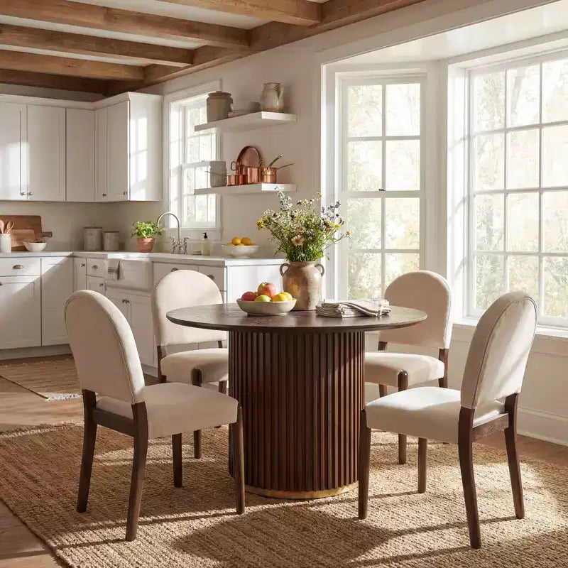 Set da pranzo moderno Sarita di Christopher Knight Home, 5 pezzi, con sedie imbottite in legno di gomma