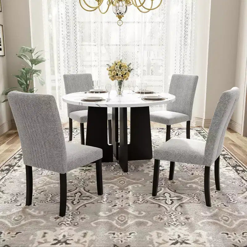 Set da pranzo e sedie da 5 pezzi con tavolo da 43 pollici, per sala da pranzo, cucina e soggiorno