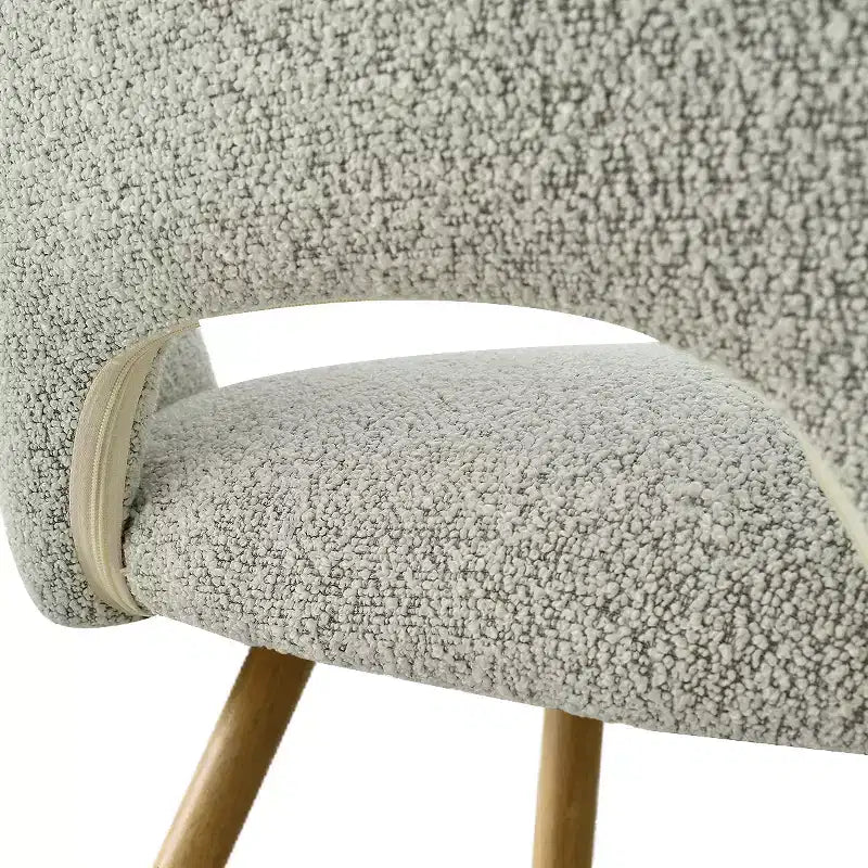 35 rundes Esstisch-Set für 4 Personen, weißer Säulentisch und Bouclé-gepolsterte Stühle mit Metallbeinen, ideal für kleine Räume - Panipeachy
