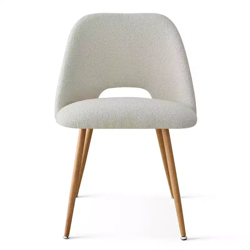 35 rundes Esstisch-Set für 4 Personen, weißer Säulentisch und Bouclé-gepolsterte Stühle mit Metallbeinen, ideal für kleine Räume - Panipeachy