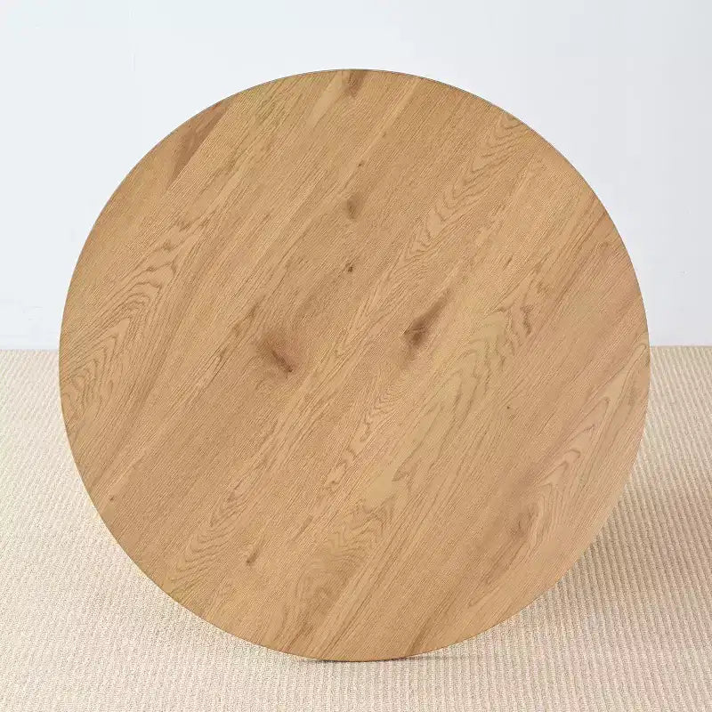 Set da pranzo rotondo da 5 pezzi per 4 persone, tavolo da pranzo con base centrale e sedie in legno massello con schienale intrecciato, arredamento moderno per cucina e sala da pranzo-Panipeachy