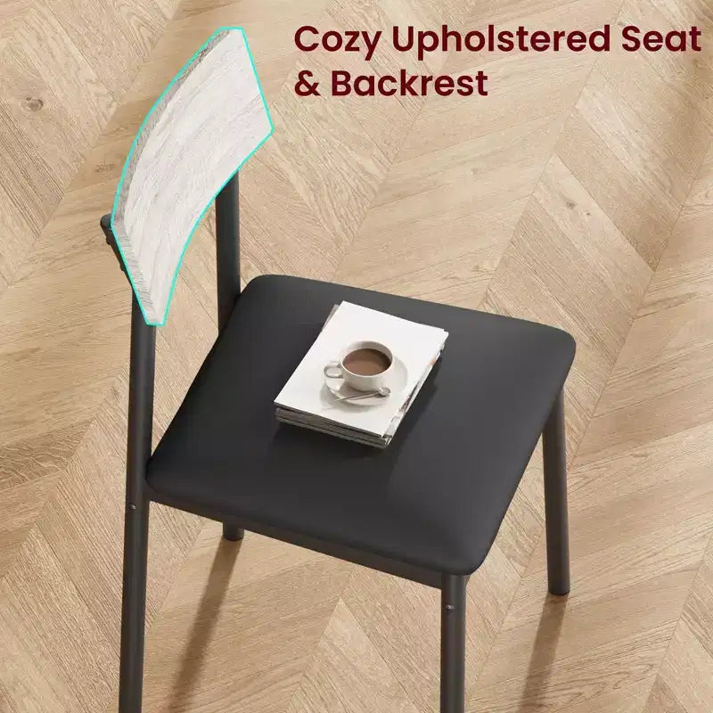 5-delige houten eettafelset voor 4 personen, tafel met gladde randen en 4 gestoffeerde stoelen, compacte keukeneetset voor appartementen en kleine ruimtes