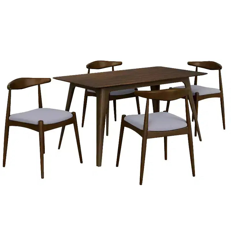 Sett tal-ikel tal-injam minimalist għal 4 persuni, sett tal-mejda rettangolari b’5 biċċiet għal spazji żgħar b’4 siġġijiet miksija għall-kċina