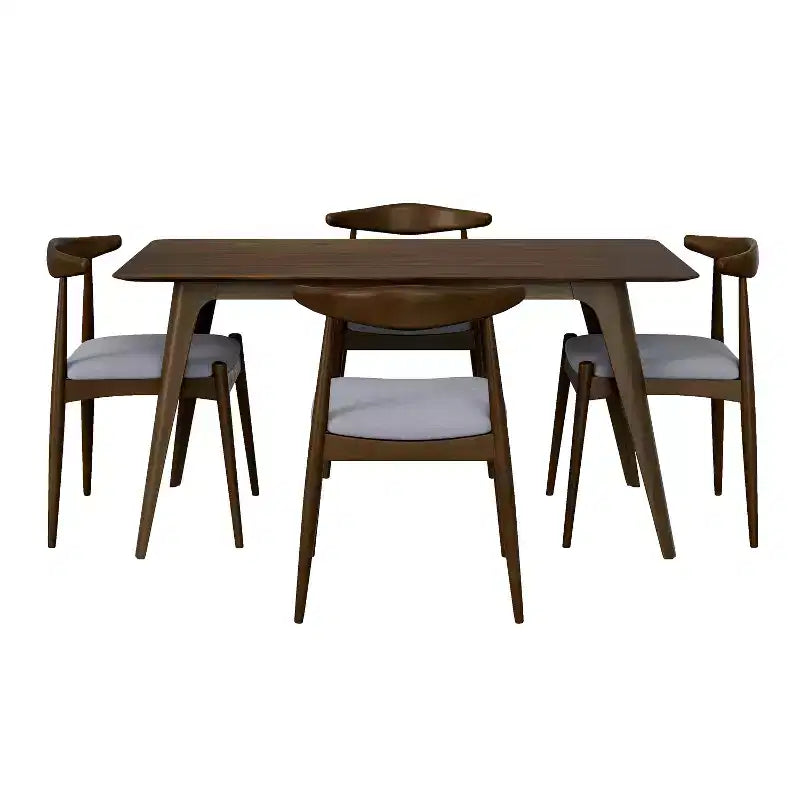 Sett tal-ikel tal-injam minimalist għal 4 persuni, sett tal-mejda rettangolari b’5 biċċiet għal spazji żgħar b’4 siġġijiet miksija għall-kċina