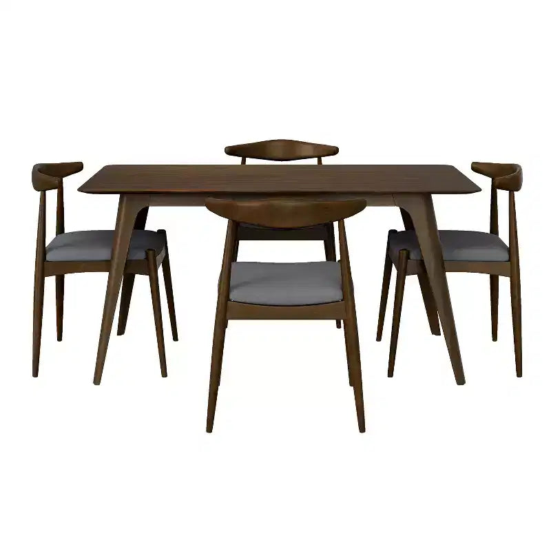 Sett tal-ikel tal-injam minimalist għal 4 persuni, sett tal-mejda rettangolari b’5 biċċiet għal spazji żgħar b’4 siġġijiet miksija għall-kċina