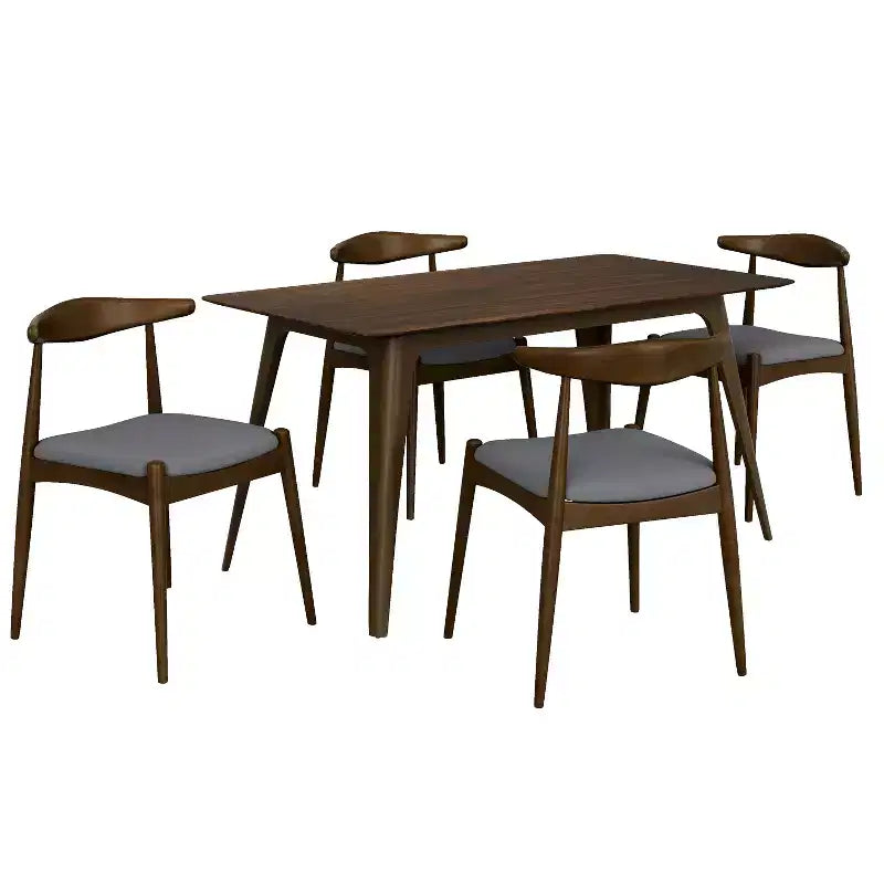Sett tal-ikel tal-injam minimalist għal 4 persuni, sett tal-mejda rettangolari b’5 biċċiet għal spazji żgħar b’4 siġġijiet miksija għall-kċina