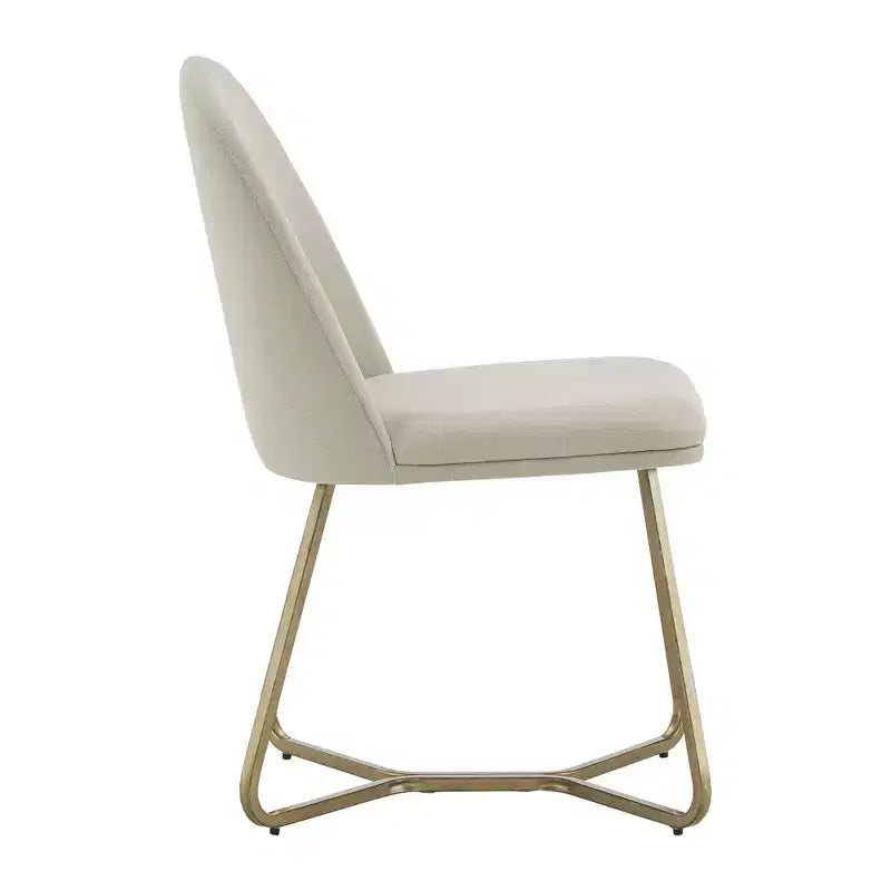 Jolana ronde eettafel van 45 met eiken blad en zwarte afwerking, met set linnen gestoffeerde eetkamerstoelen - iNSPIRE Q