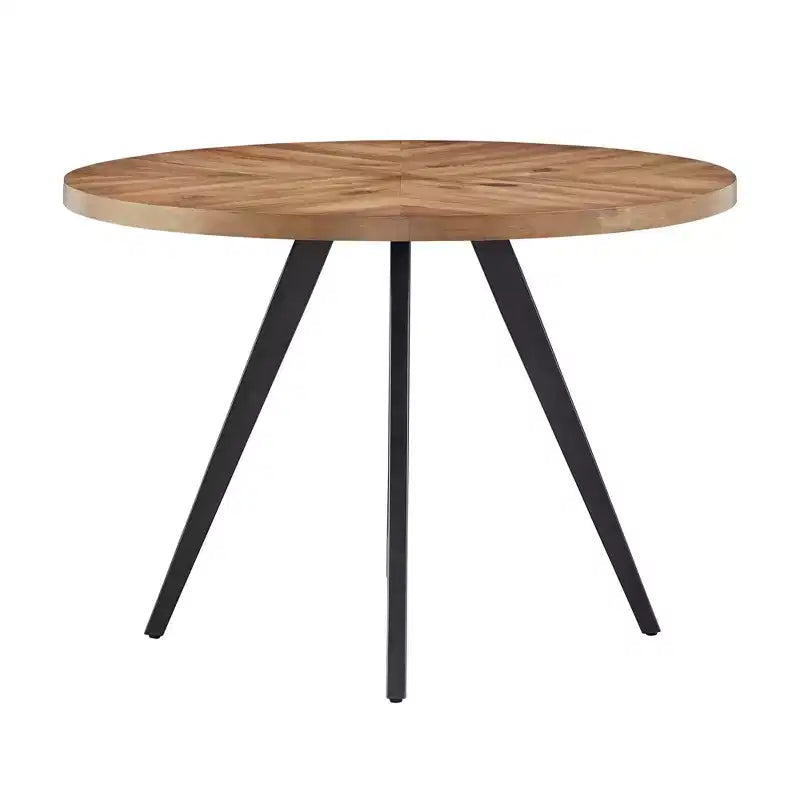 Jolana ronde eettafel van 45 met eiken blad en zwarte afwerking, met set linnen gestoffeerde eetkamerstoelen - iNSPIRE Q