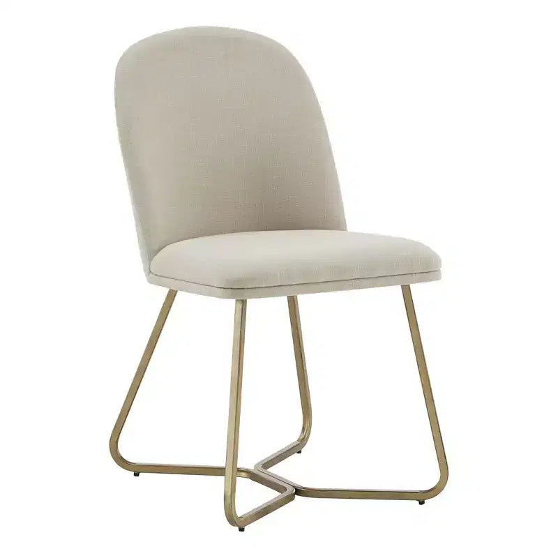 Jolana ronde eettafel van 45 met eiken blad en zwarte afwerking, met set linnen gestoffeerde eetkamerstoelen - iNSPIRE Q