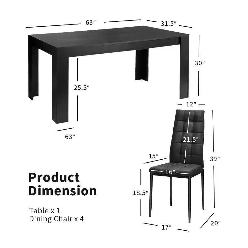 Costway 5-teiliges Esszimmer-Set mit Holztisch und 4 Stoffstühlen für Zuhause und Küche, modern