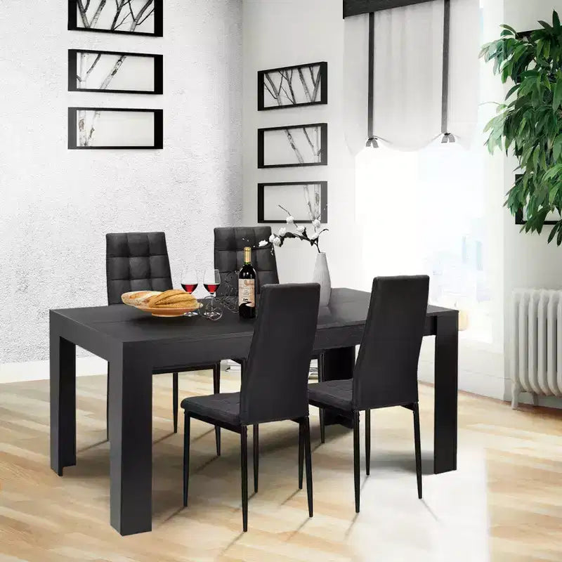 Costway 5-teiliges Esszimmer-Set mit Holztisch und 4 Stoffstühlen für Zuhause und Küche, modern