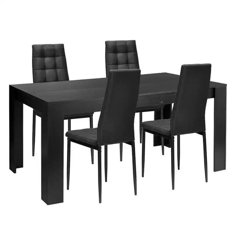 Costway 5-teiliges Esszimmer-Set mit Holztisch und 4 Stoffstühlen für Zuhause und Küche, modern