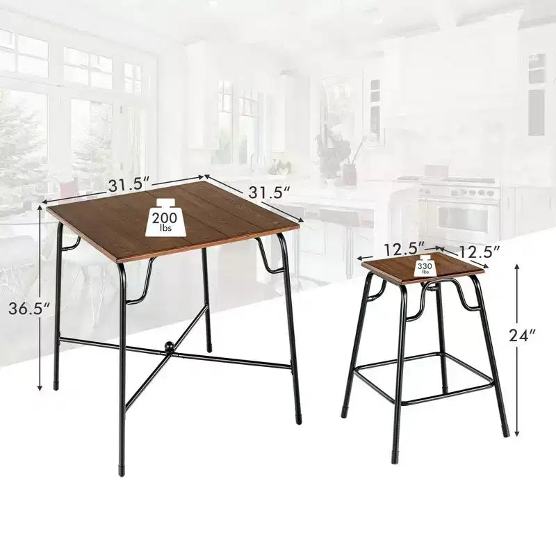 Costway 5-teiliges Bartisch-Set in Thekenhöhe mit 4 Hockern, rustikales Braun