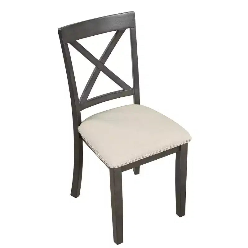 5-teiliges Esszimmerset mit Tisch aus Massivholz und 4 Stühlen, Grau - ModernLuxe