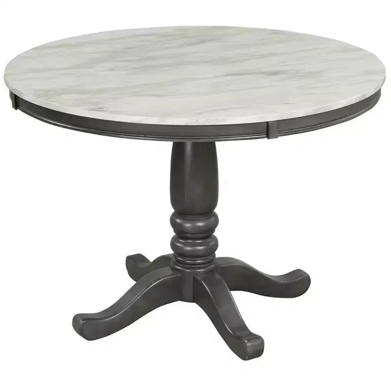 5-teiliges Esszimmerset mit Tisch aus Massivholz und 4 Stühlen, Grau - ModernLuxe