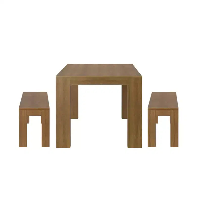 Plank+Beam modernes Esszimmerset aus Massivholz mit 2 Bänken für 6 Personen