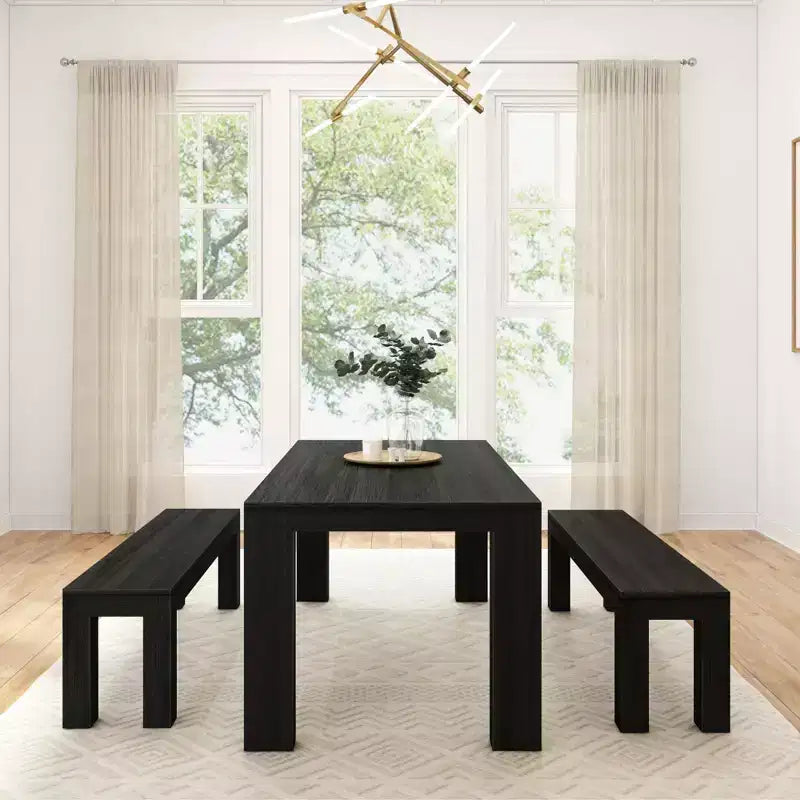Plank+Beam modernes Esszimmerset aus Massivholz mit 2 Bänken für 6 Personen